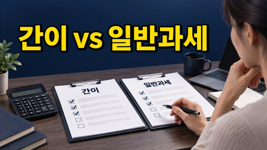 부업 사업자가 간이과세자와 일반과세자의 부가가치세 차이를 비교하는 모습