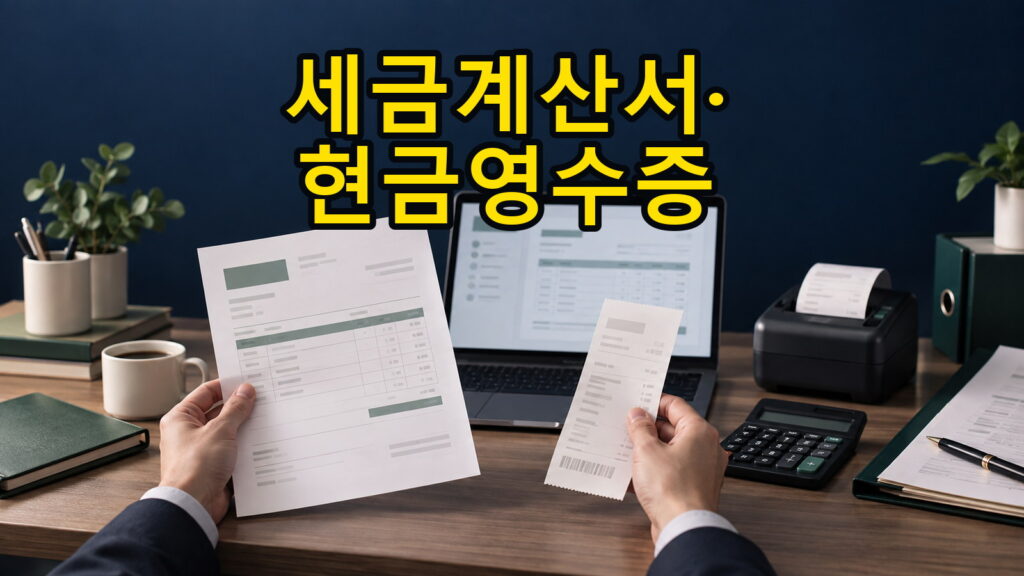 프리랜서가 세금계산서와 현금영수증 자료를 비교하는 모습