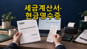 프리랜서가 세금계산서와 현금영수증 자료를 비교하는 모습